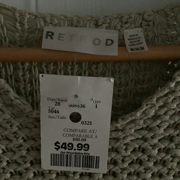Retrod dusty beige woven 3/4 sleeve sweater - Picture 4 of 10